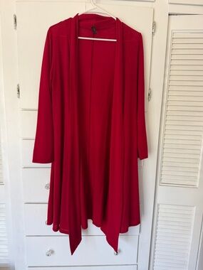 Source Unknown Red Open Front Long Cardigan